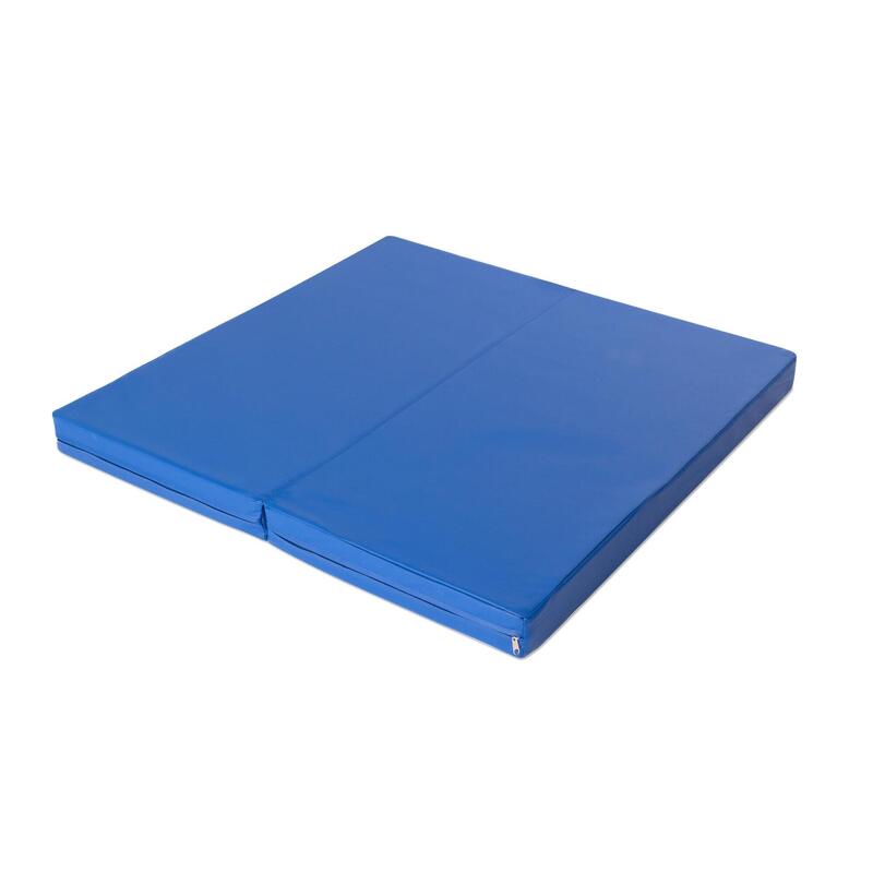 Sportmat 100 x 100 x 8 cm Fitness blauwe opvouwbare zachte vloermat Jeflex