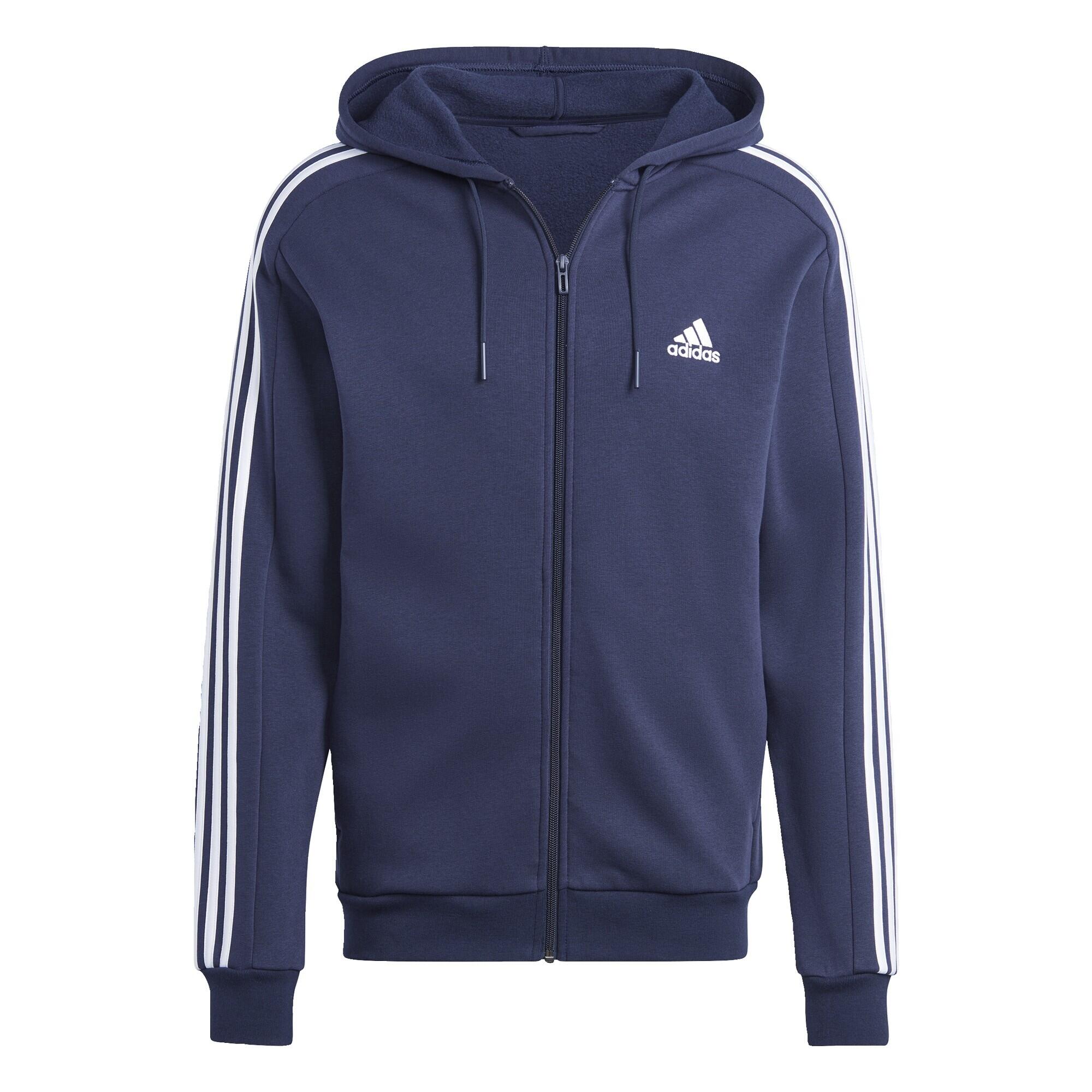 Felpa con cappuccio Essentials Fleece 3-Stripes Full-Zip 2/5