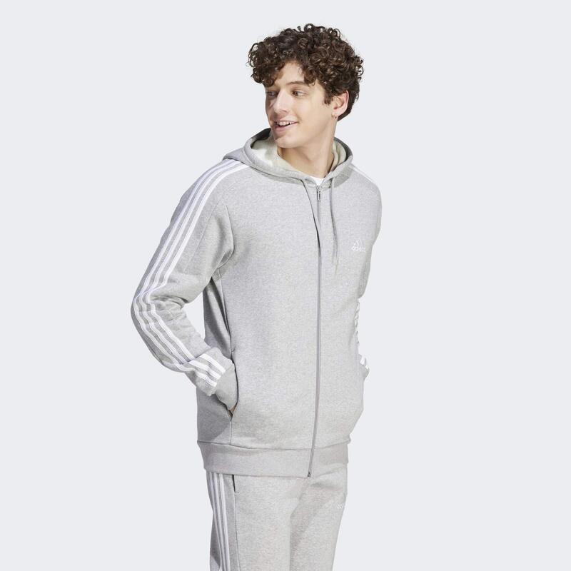 Felpa con cappuccio Essentials Fleece 3-Stripes Full-Zip