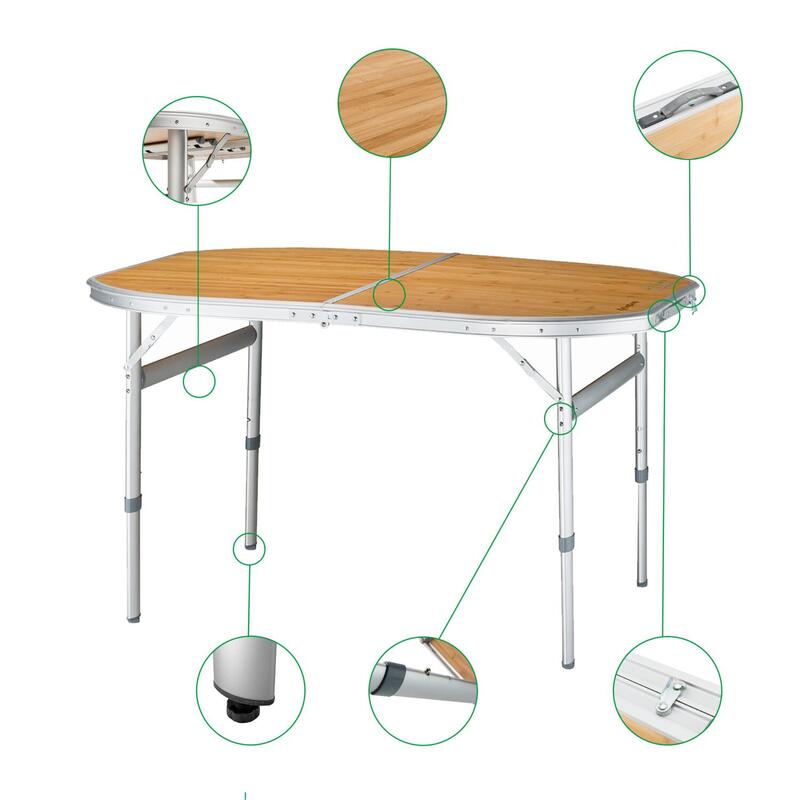 Table de camping en aluminium - Forme arrondie