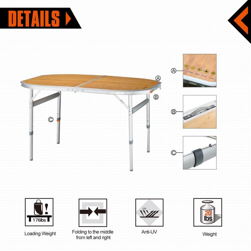 Aluminium campingtafel - Ronde vorm