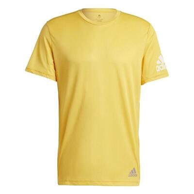 Heren-t-shirt met korte mouwen adidas run it geel