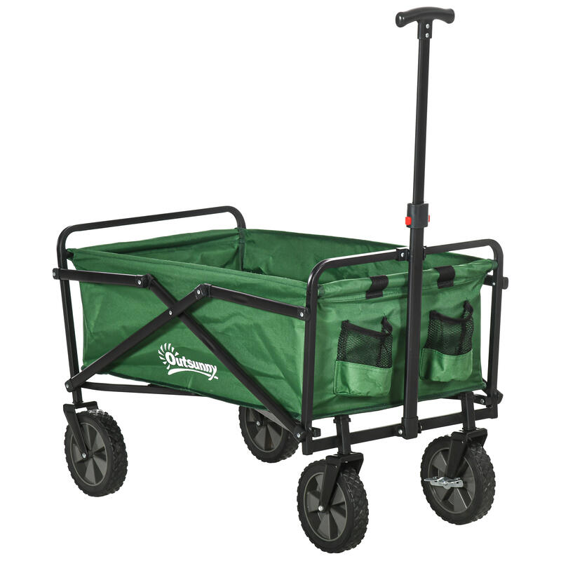 Carro Plegable para Playa y Camping Outsunny 83x50x99 cm Verde Oscuro