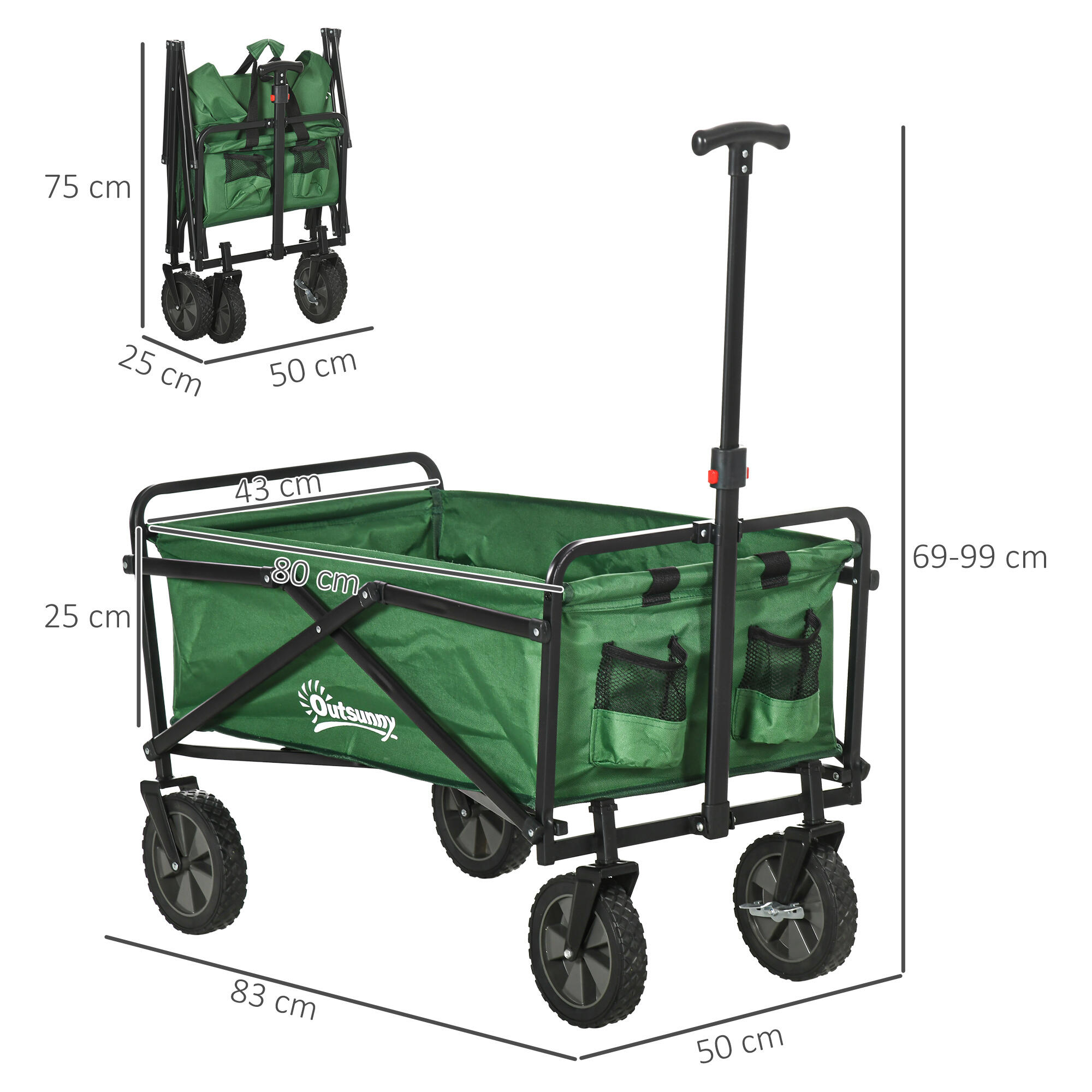 Carrinho Dobrável Multiuso 84cmx40cmx79,5cm Azul e Preto Outsunny 2/7