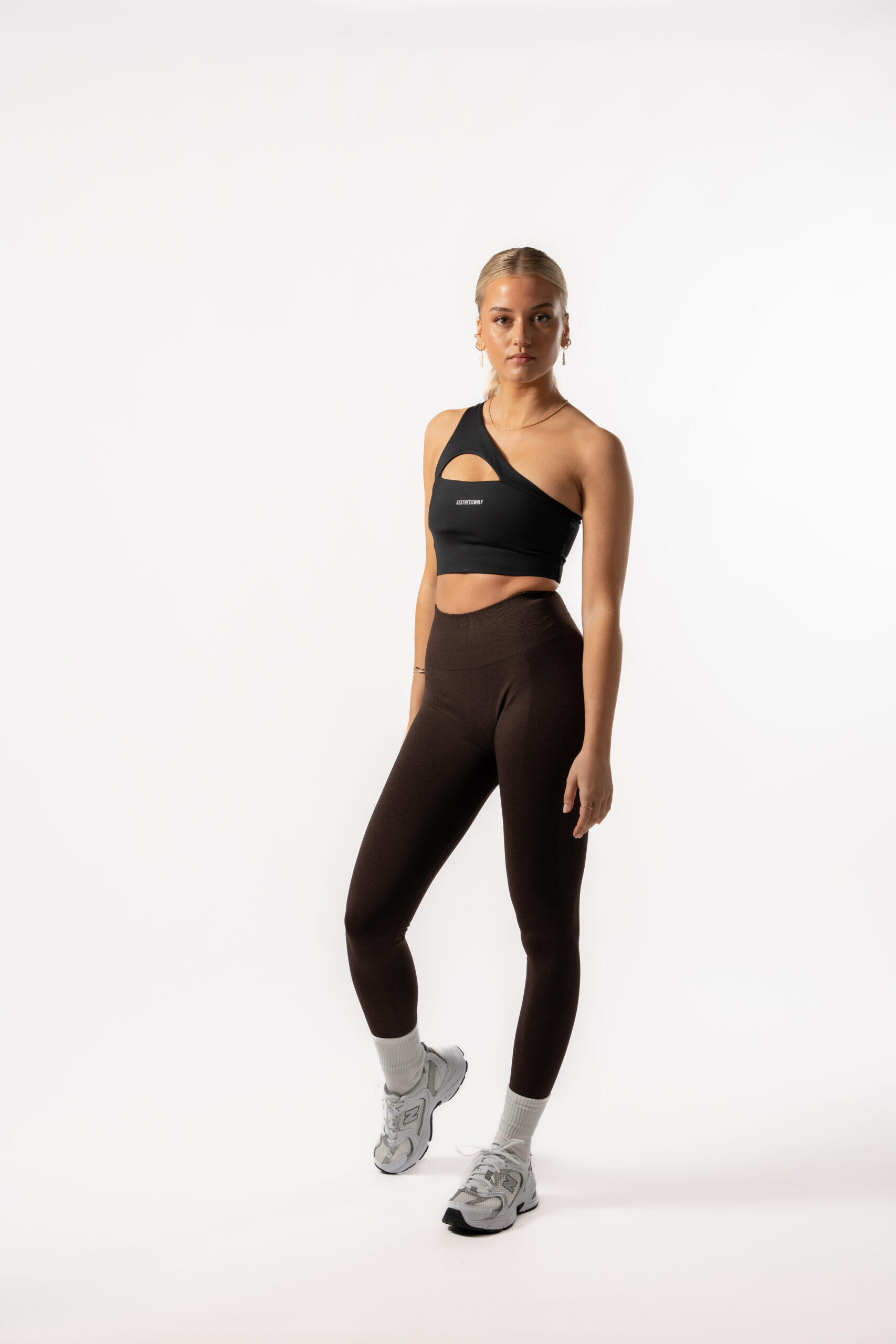 Legging femme sans couture pour fitness et musculation marron cacao 4/5
