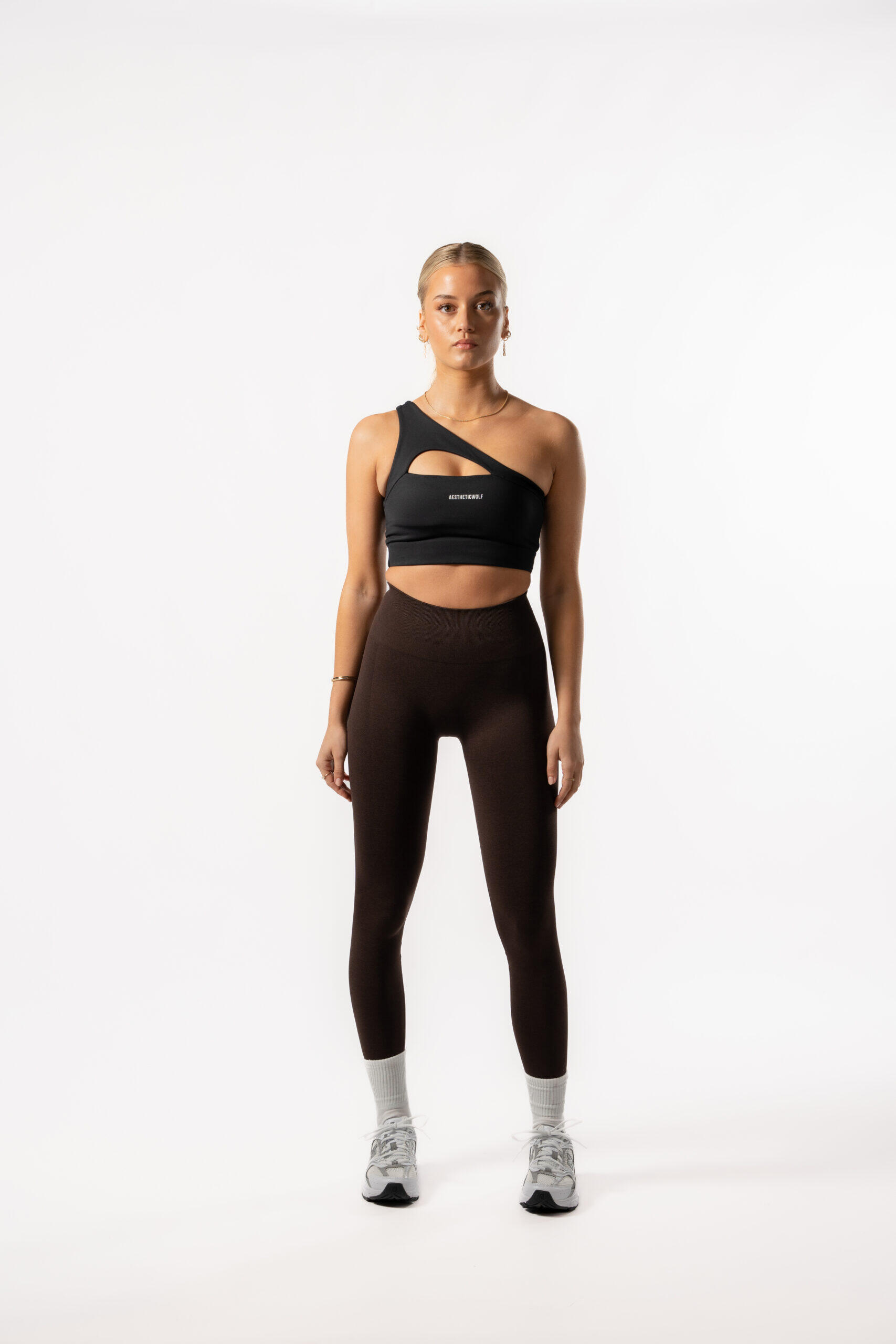 Legging femme sans couture pour fitness et musculation marron cacao 2/5