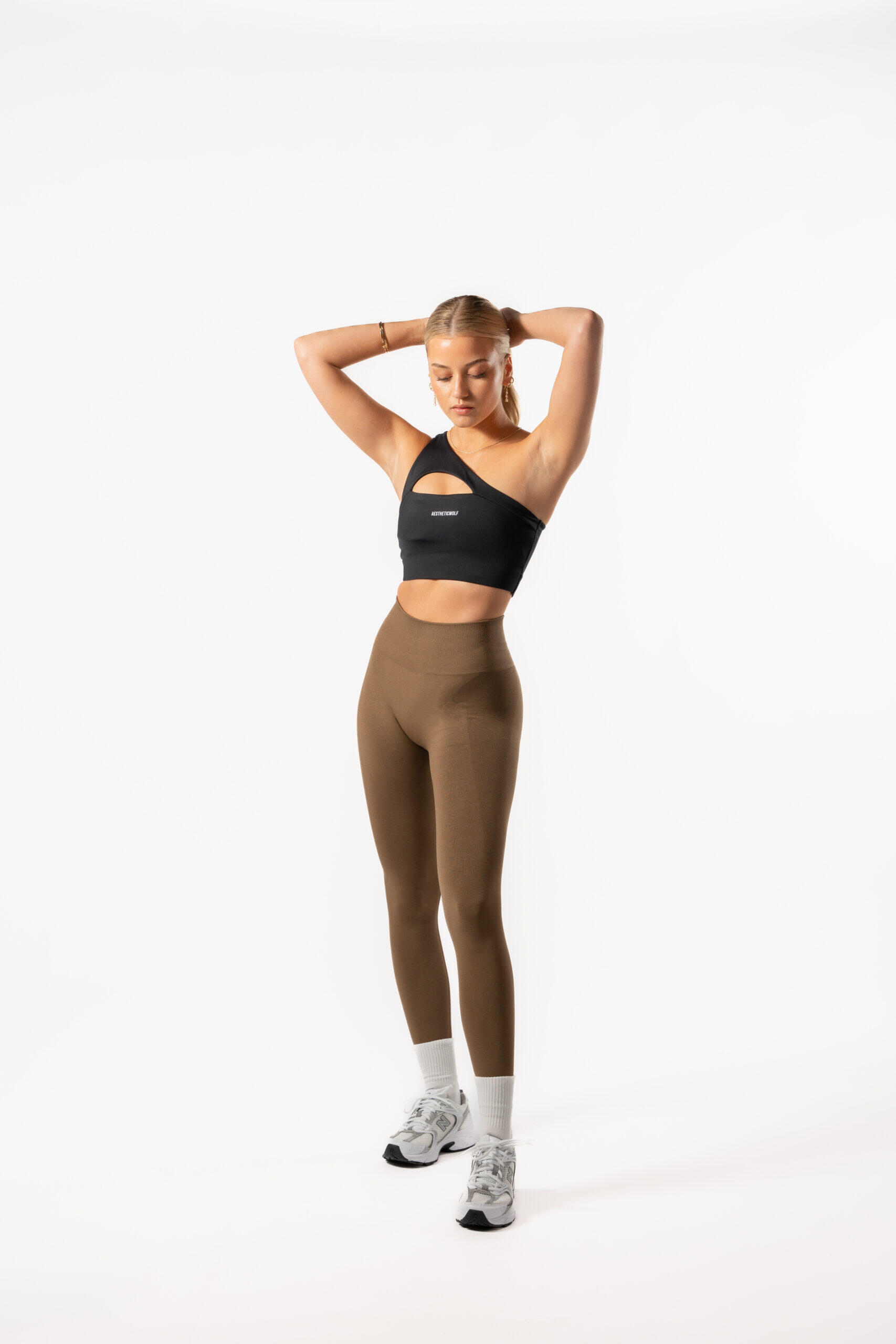 Legging femme sans couture pour fitness et musculation marron café 2/5