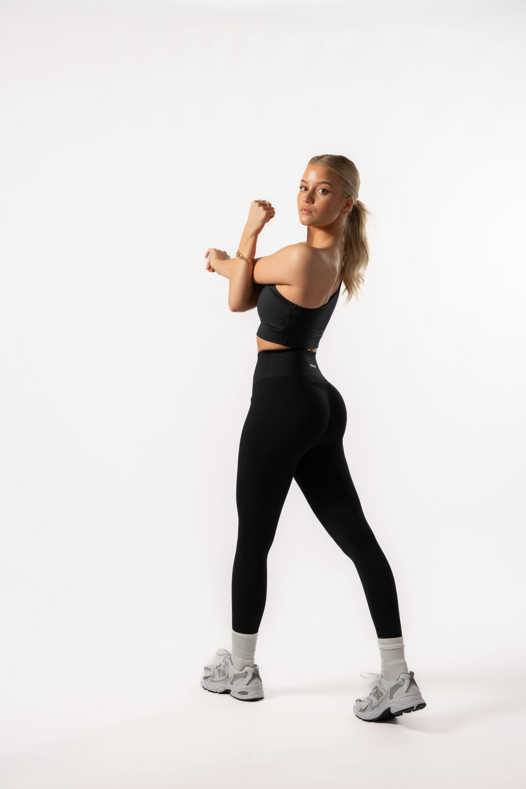 Legging feminina sem costura para fitness e musculação preto 5/5