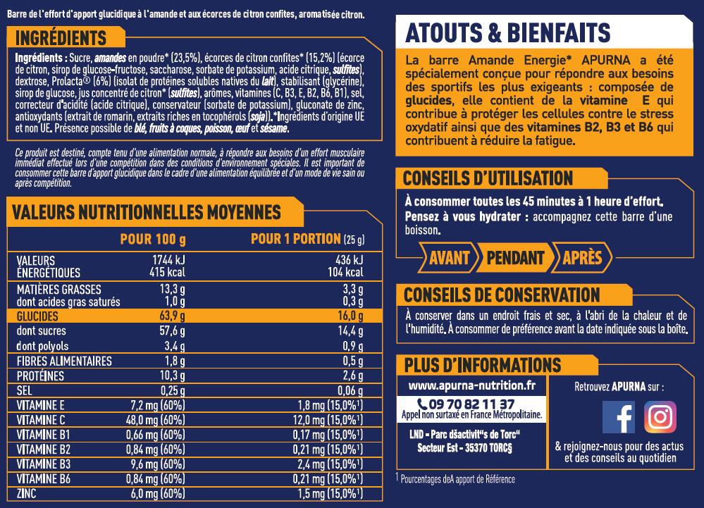 Lot de 5 barres fondantes Apurna Citron/Amande 4/5