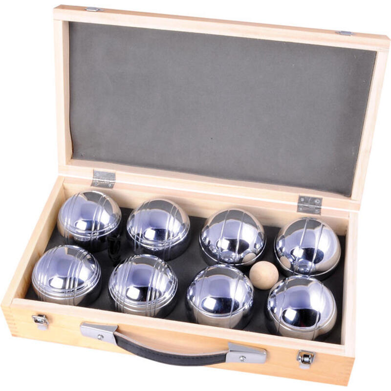 Jeu de boules en métal (8pcs) dans une boîte en bois