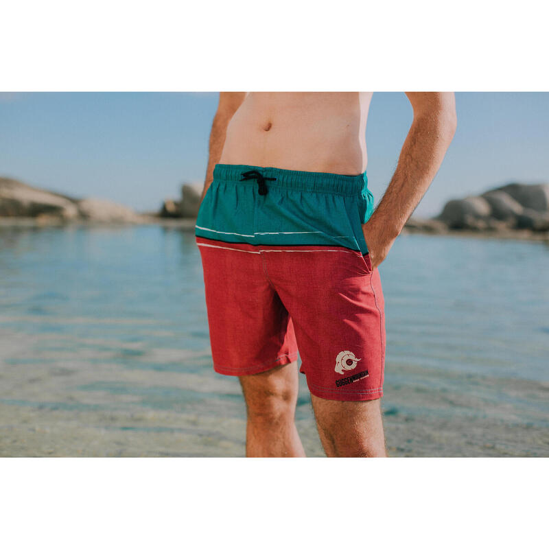 GUGGEN MOUNTAIN ZM1607 Herren Badehose mit Streifen und Logo Muster