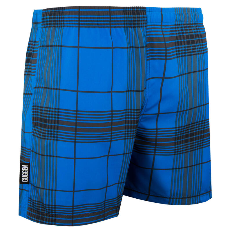 Costum de baie pentru bărbați în carouri gri albastru boardshorts Style 4