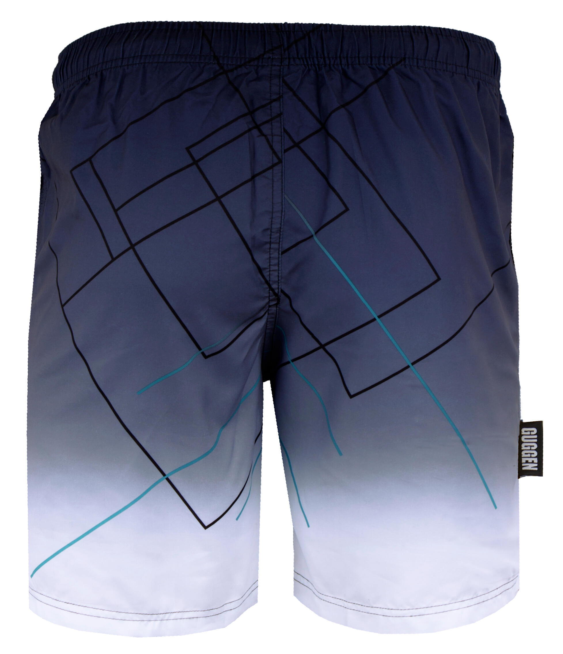 GUGGEN MOUNTAIN B2 Herren Badehose mit Muster kariert schwarz weiß 4/5