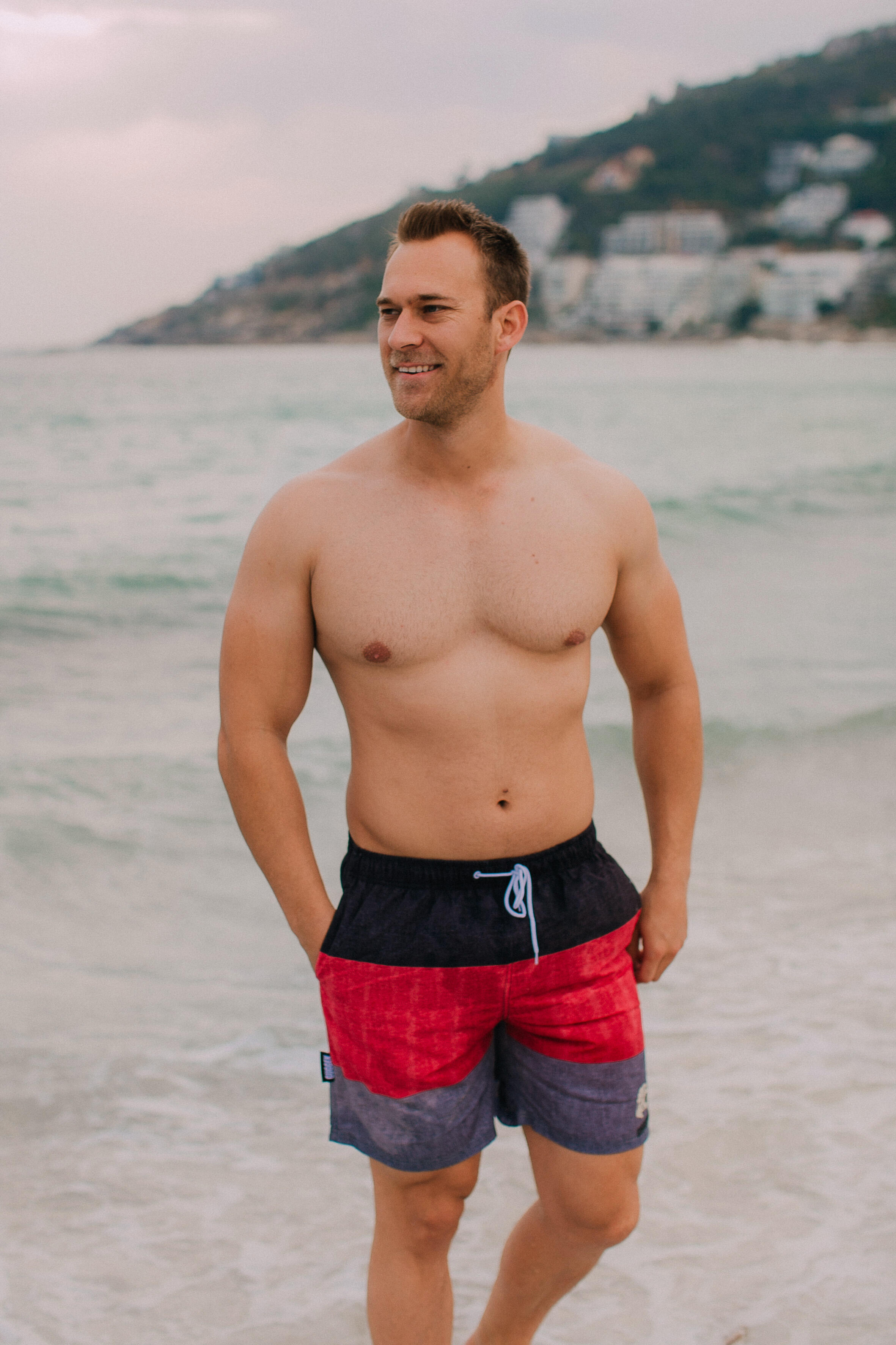 GUGGEN MOUNTAIN 1604 Boardshort Short Maillot de bain homme à rayures 4/8