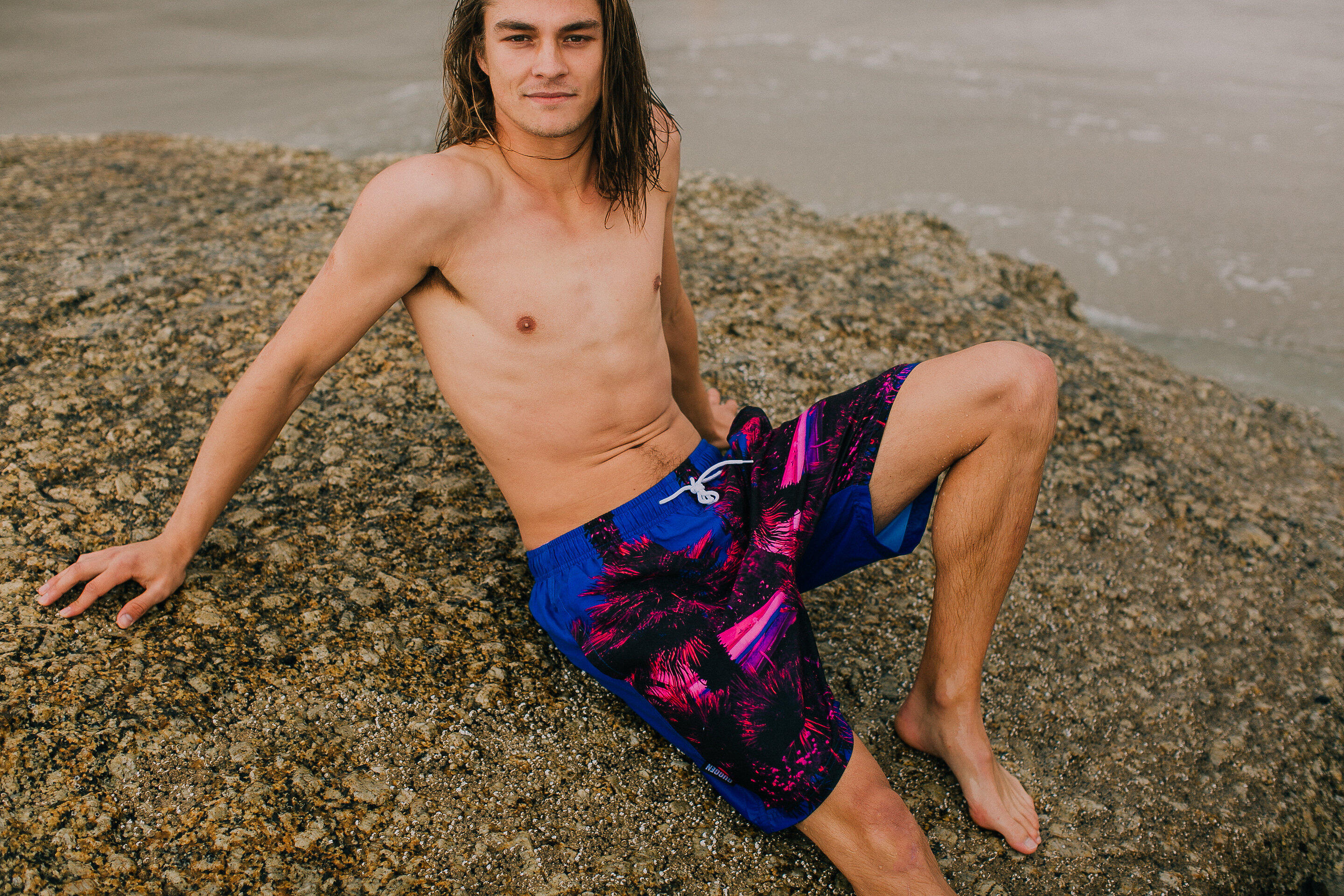 GUGGEN MOUNTAIN 1602 Boardshort Short Maillot de bain homme avec palmiers 3/6