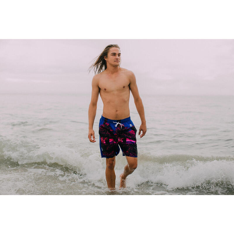 Costum de baie pentru bărbați cu model de palmier roz Boardshorts ZM1602