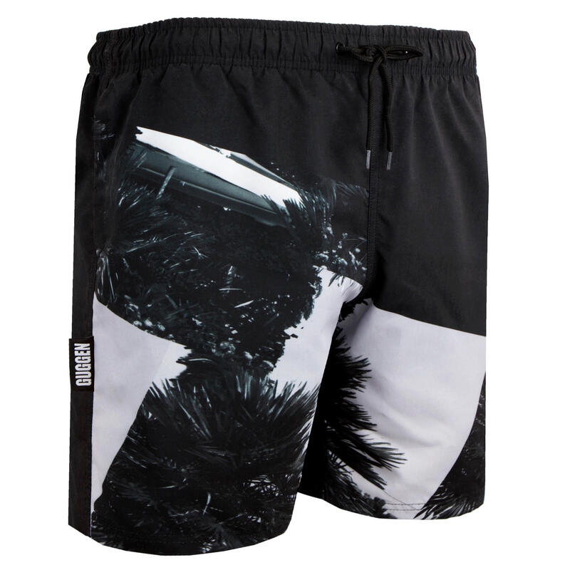 Șort bărbați cu model palmier Boardshorts negru alb ZM1603