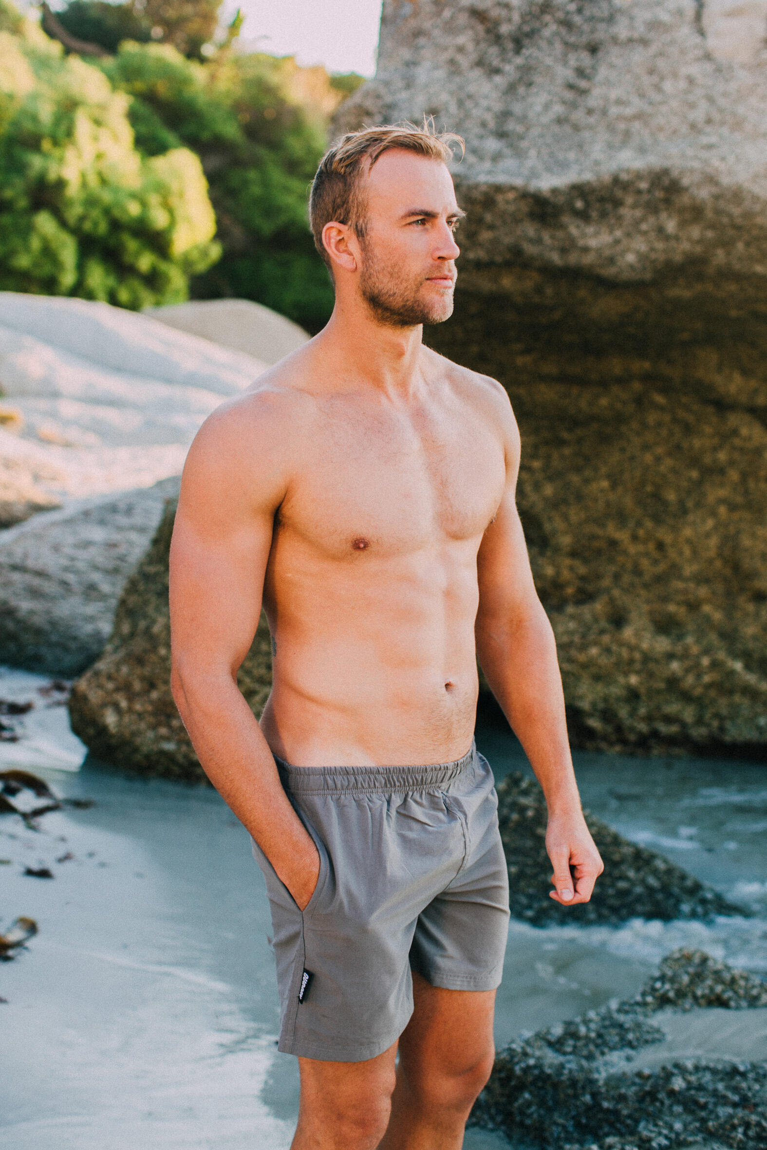 GUGGEN MOUNTAIN Style 2 Boardshort Short Maillot de bain homme Noir Gris Bleu 2/7