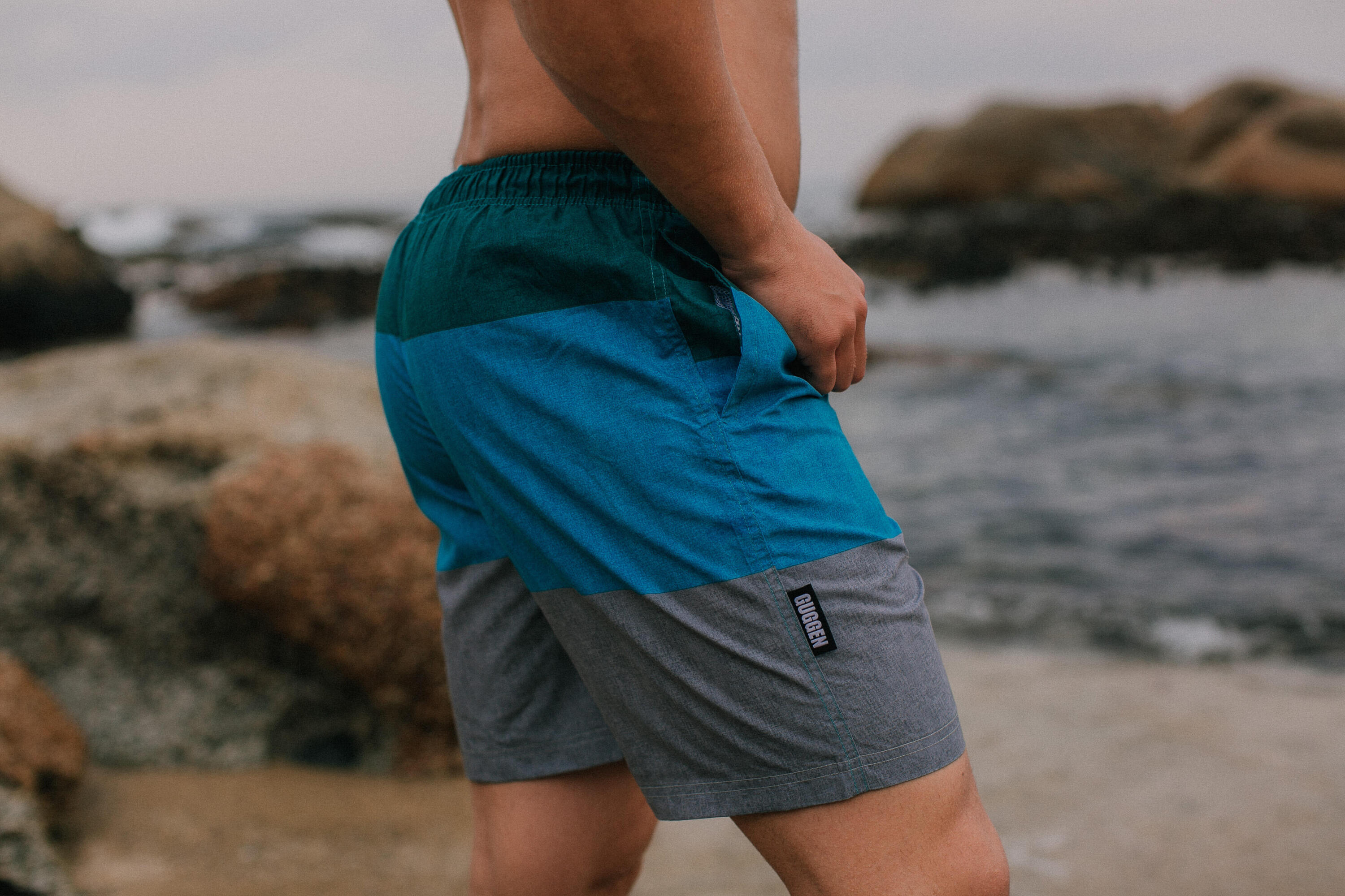 1604 Boardshort Short Maillot de bain homme à rayures 2/9