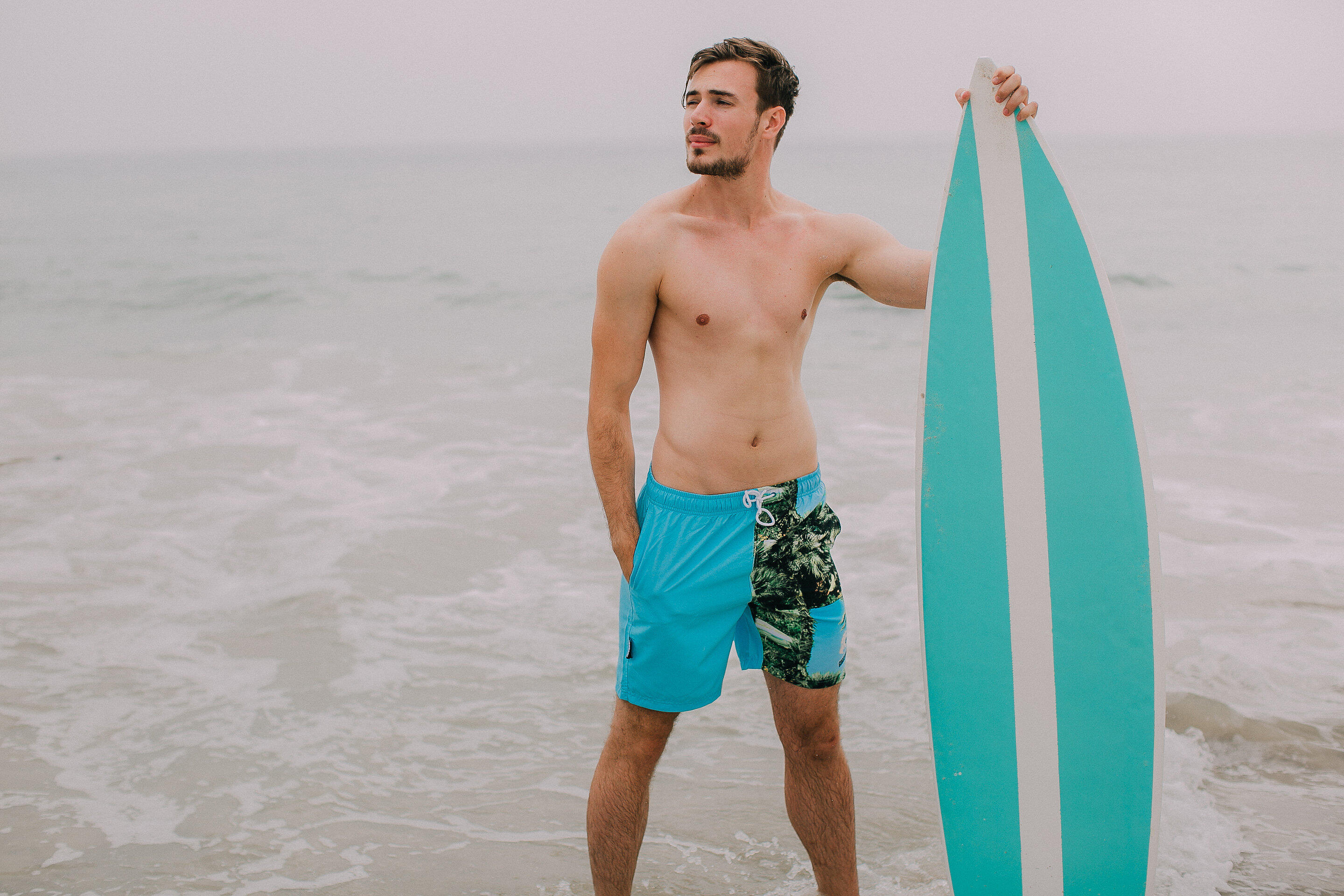 GUGGEN MOUNTAIN 1601 Boardshort Short Maillot de bain homme avec palmiers 2/5