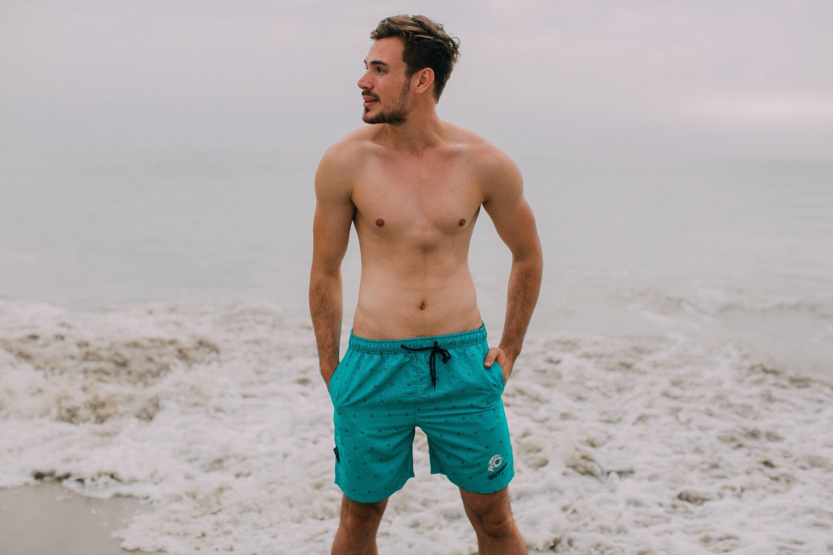 GUGGEN MOUNTAIN 1605 Boardshort Short Maillot de bain homme style GUGGEN Logo 2/6