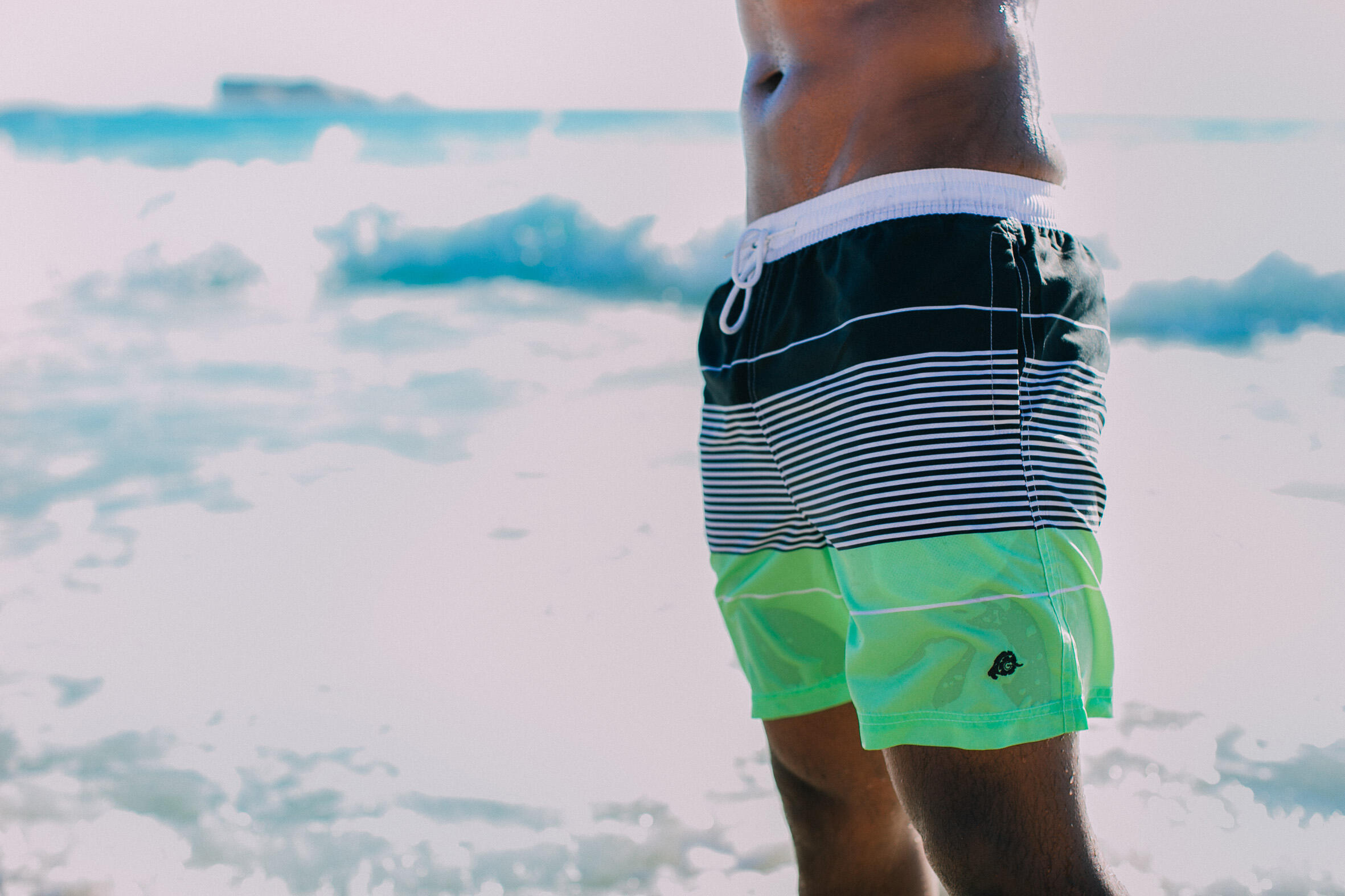 GUGGEN MOUNTAIN Style ZMB 880 Boardshort Short Maillot de bain homme à rayures 2/7