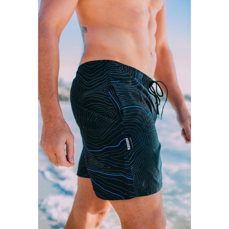 GUGGEN MOUNTAIN 2335 Herren Badehose Streifen lässige Boardshorts Linien Muster