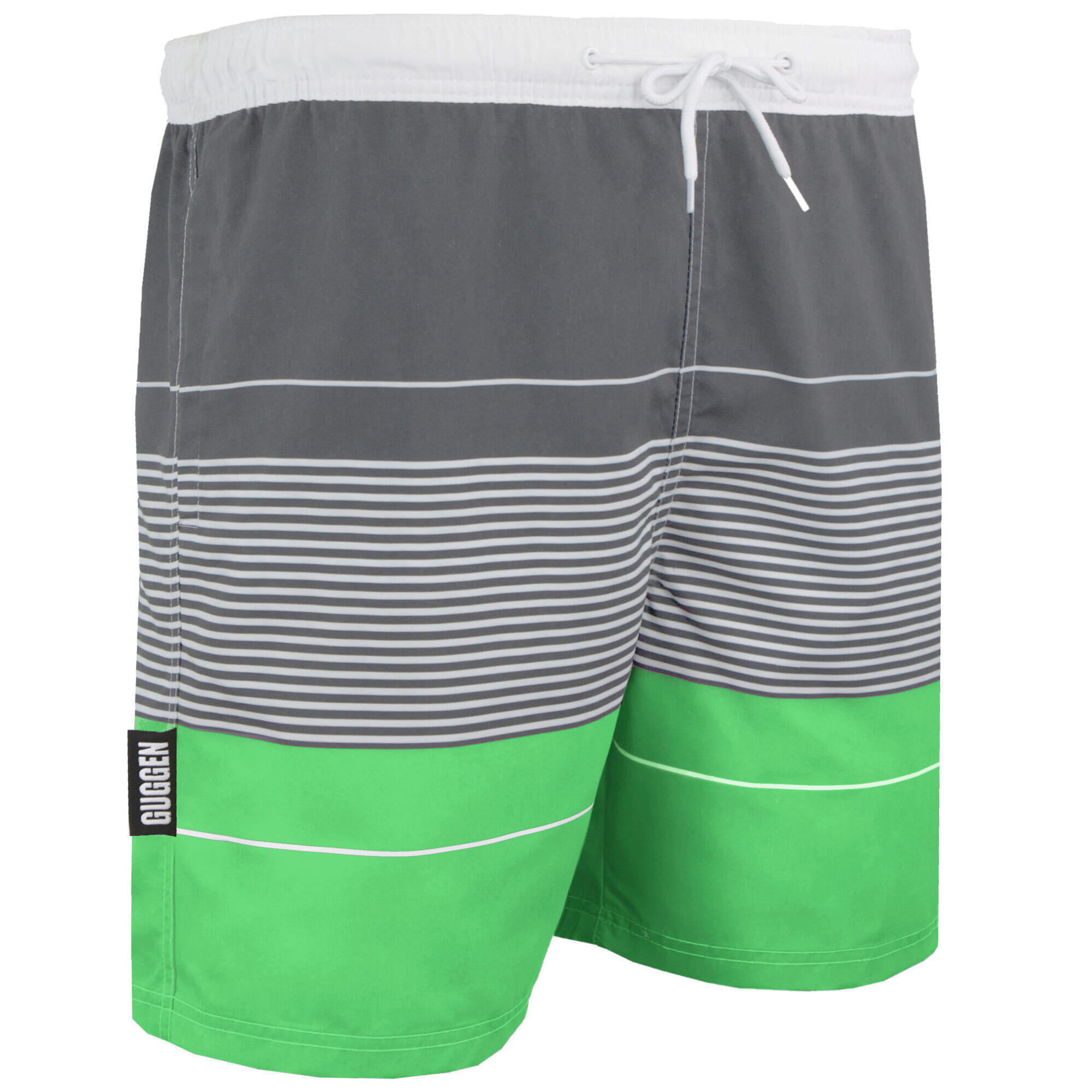 Guggen Mountain - Guggen Mountain Style Zmb 880 Boardshort Short Maillot De Bain Homme À Rayures - Boardshort - Blanc|gris|vert - M - Decathlon