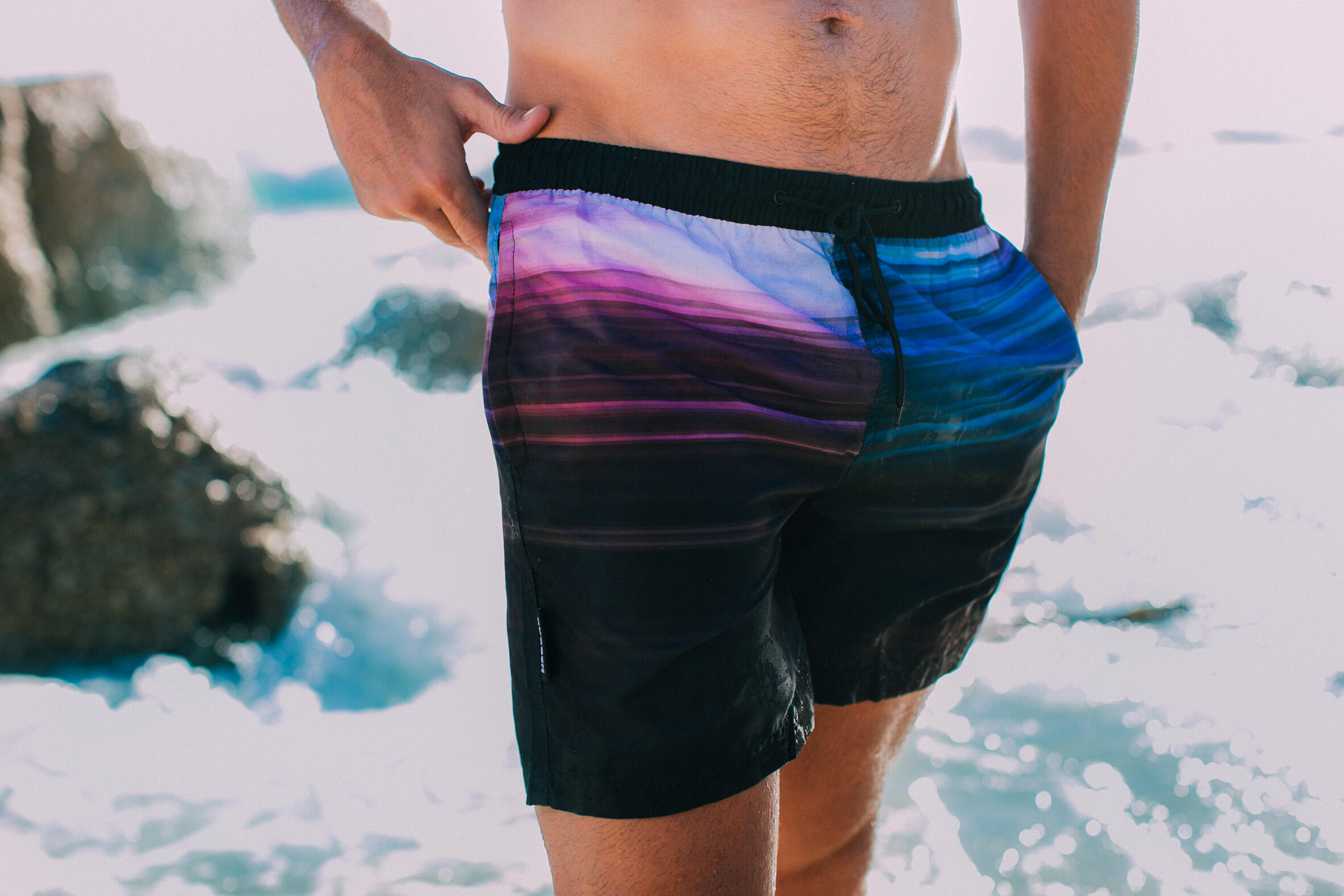GUGGEN MOUNTAIN 2535 Boardshort Short Maillot de bain homme à rayures 4/6