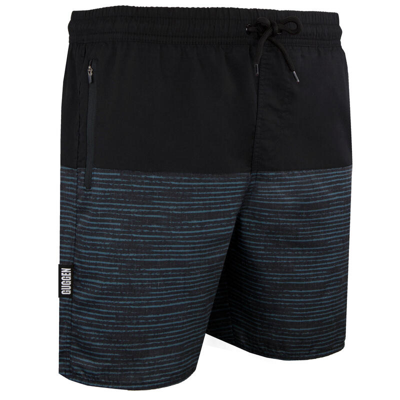 Costum de baie pentru bărbați cu model albastru negru cu dungi boardshorts