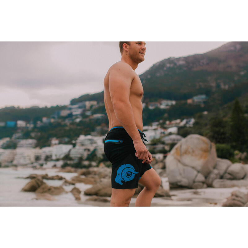 GUGGEN Mountain Boardshort Short Maillot de bain homme avec poche zippée surf