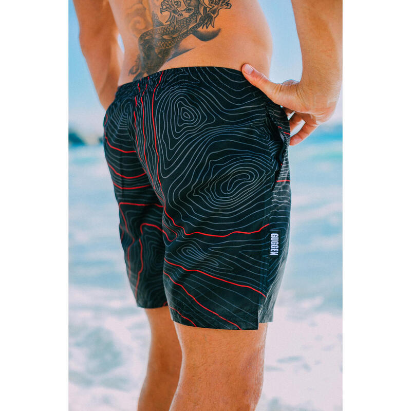 GUGGEN MOUNTAIN 2335 Herren Badehose Streifen lässige Boardshorts Linien Muster