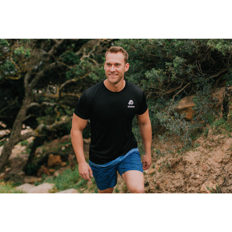 Costum de baie pentru bărbați cu model albastru negru cu dungi boardshorts
