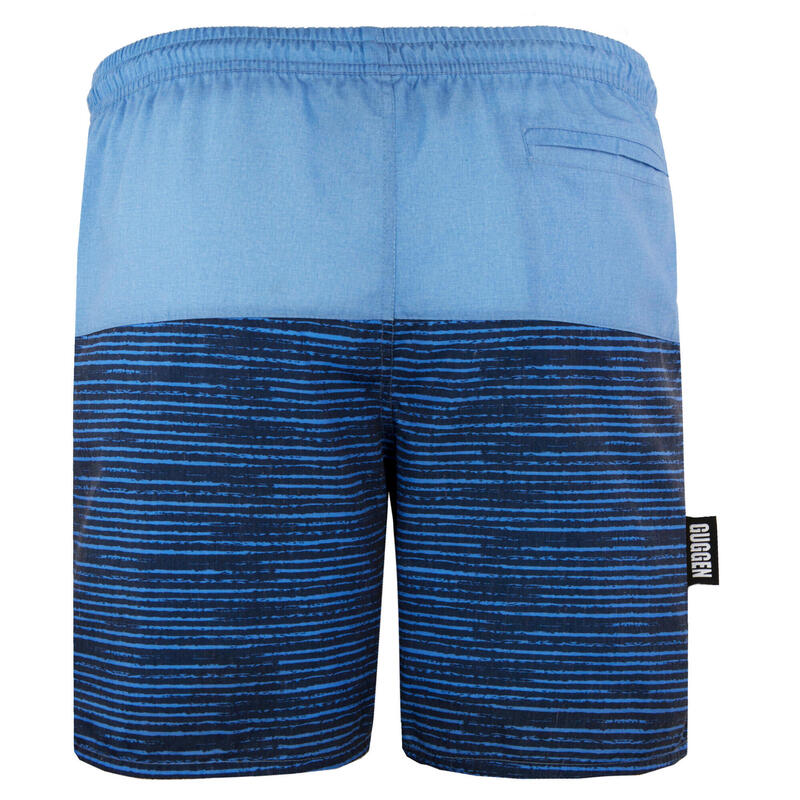 Costum de baie pentru bărbați cu model albastru negru cu dungi boardshorts