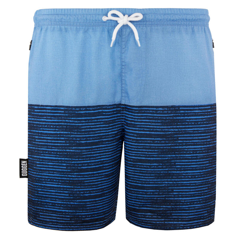 Costum de baie pentru bărbați cu model albastru negru cu dungi boardshorts