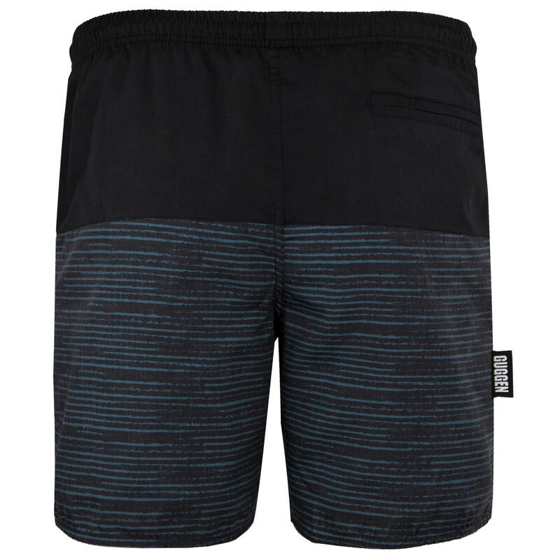 Costum de baie pentru bărbați cu model albastru negru cu dungi boardshorts