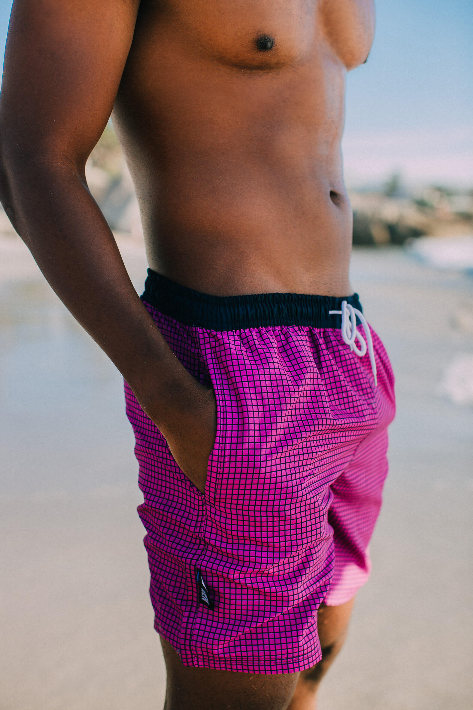 GUGGEN MOUNTAIN Style 6 Boardshort Short Maillot de bain homme à carreaux 5/7