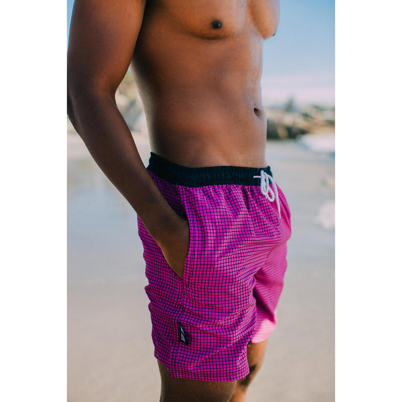 GUGGEN MOUNTAIN Style 6 Boardshort Short Maillot de bain homme à carreaux