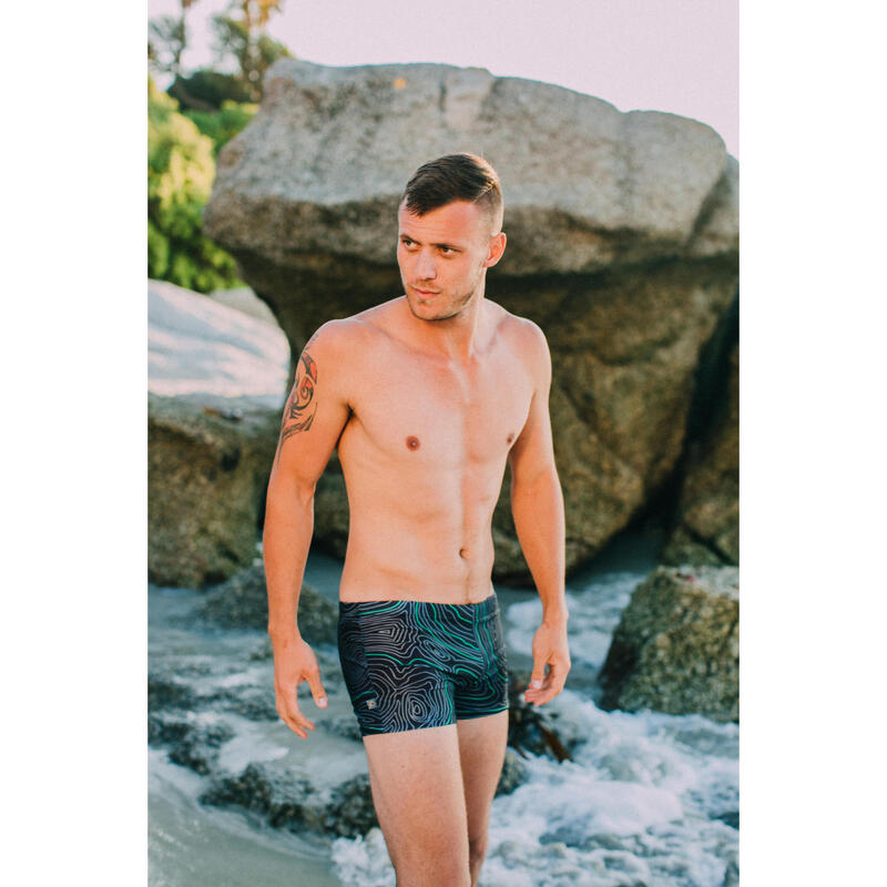 GUGGEN MOUNTAIN Herren Badehose eng anliegend gestreift Boxerbadehose