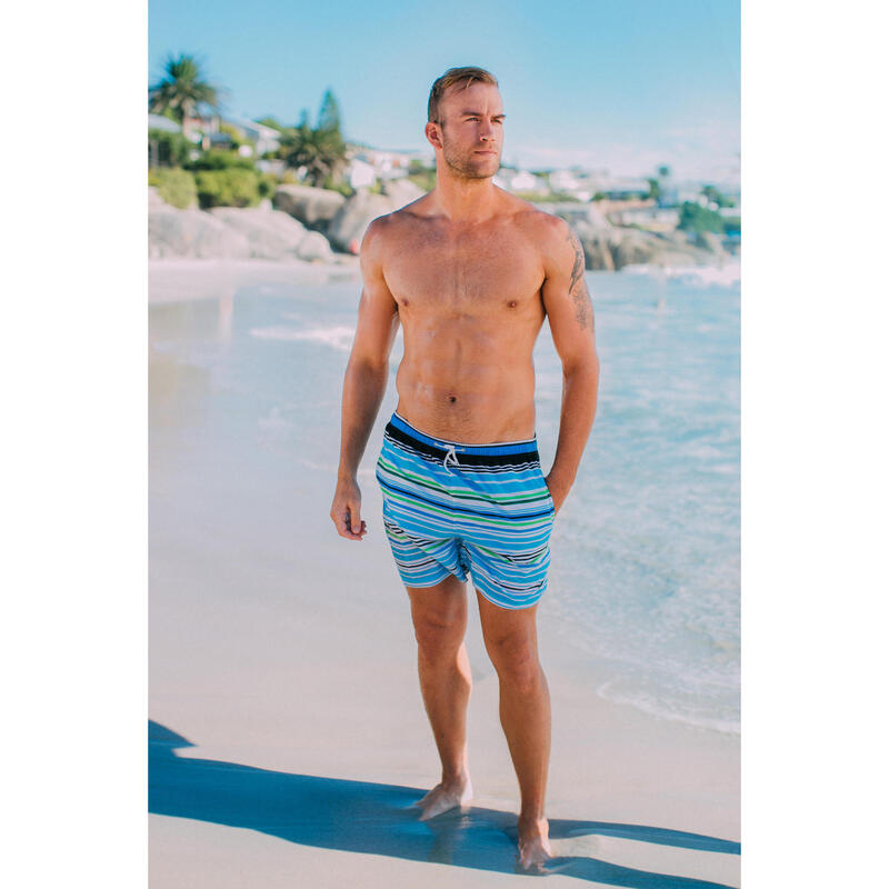 GUGGEN MOUNTAIN 2347 Herren Badehose gestreift Boardshorts im Streifenmuster