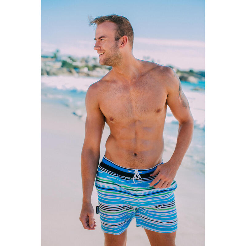 GUGGEN MOUNTAIN 2347 Herren Badehose gestreift Boardshorts im Streifenmuster