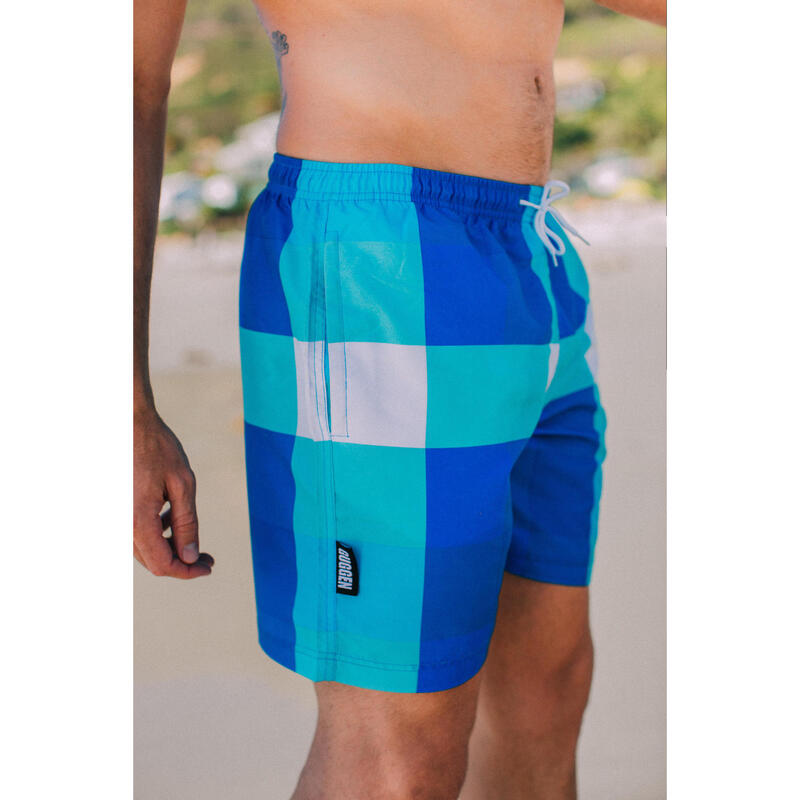 Costum de baie pentru bărbați în carouri albastru boardshort 2924