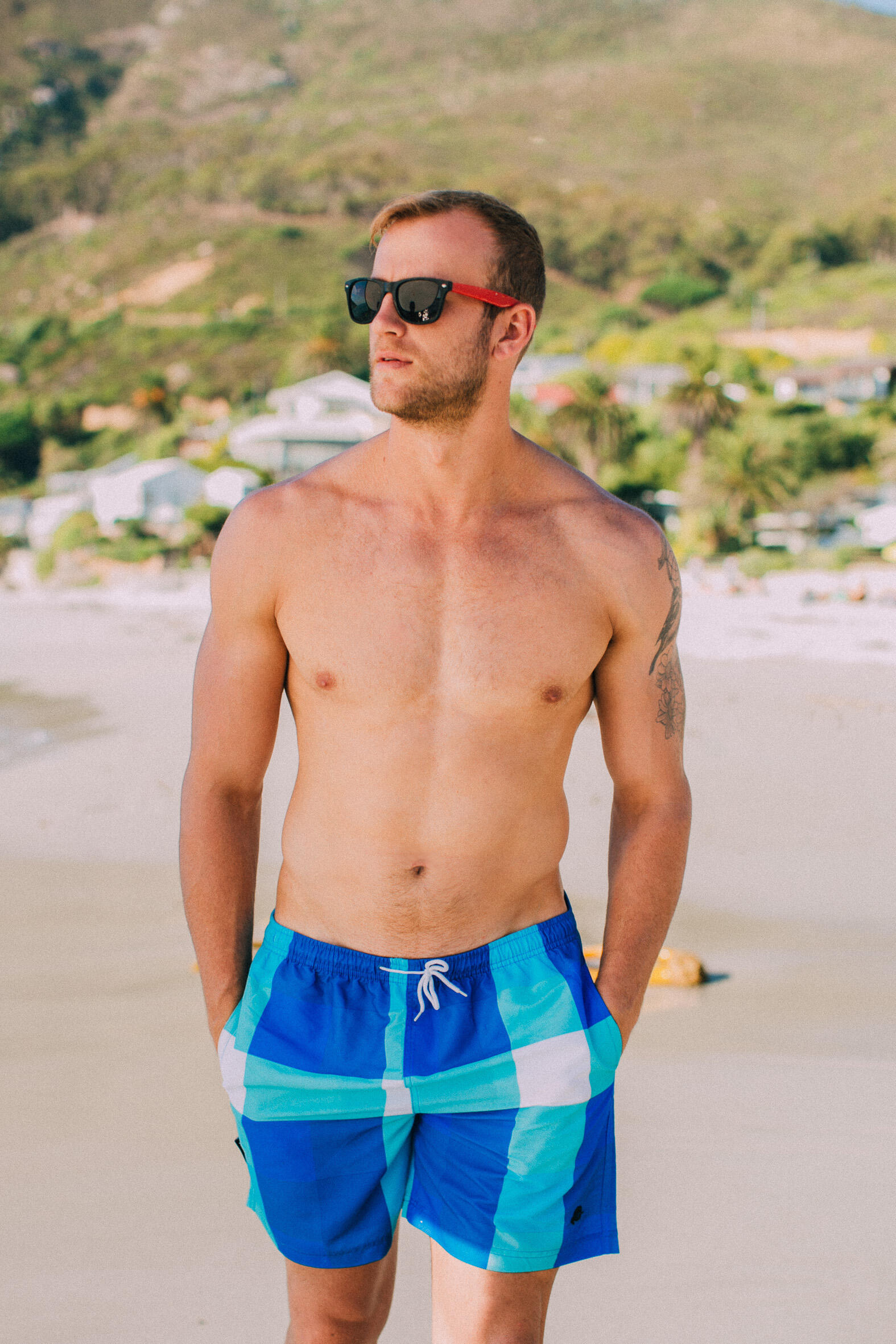 GUGGEN MOUNTAIN 2924 Boardshort Short Maillot de bain homme à carreaux 2/6