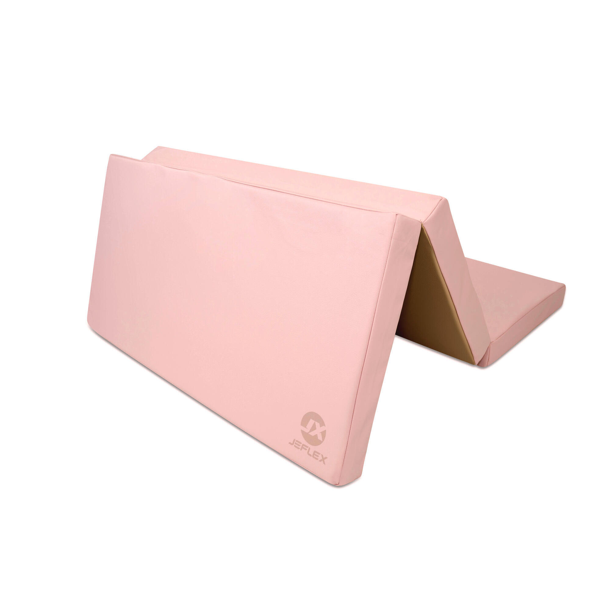 Tapete desportivo 150 x 100 x 8 cm rosa/bege, tapete de espuma dobrável Jeflex