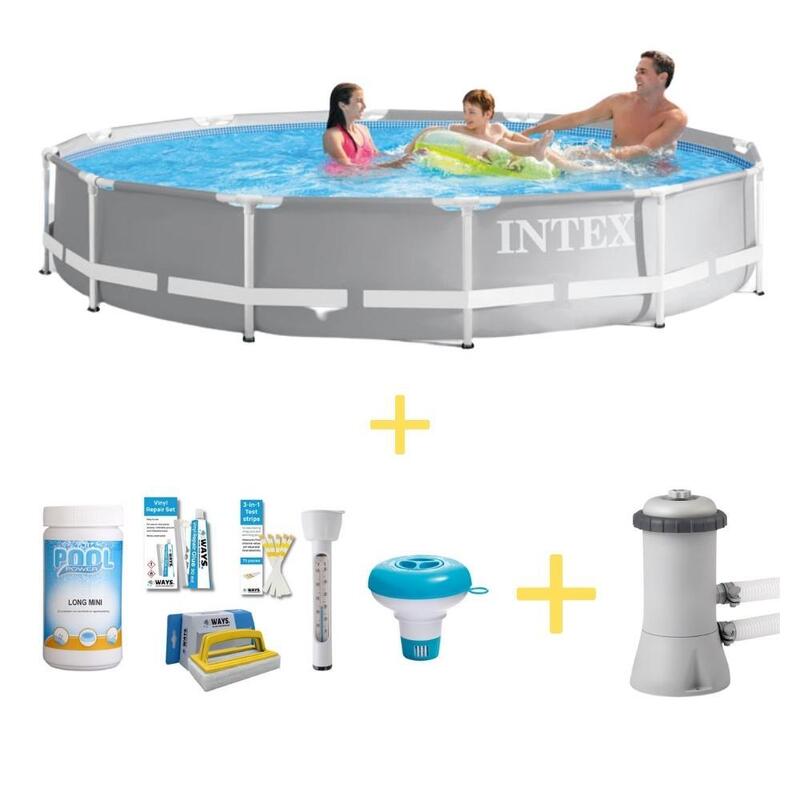 Intex Piscine - Prism Frame - 366 x 76 cm - Avec WAYS Pack d'entretien piscine &