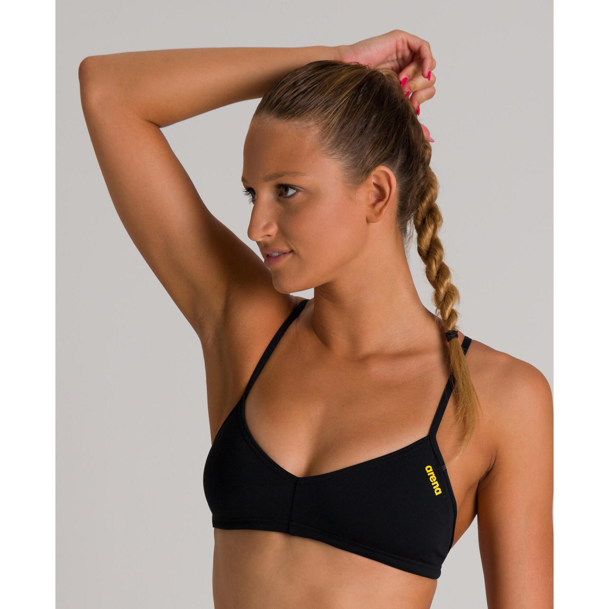 Arena - Top De Natation Femme - Rulebreaker Bandeau Live - Brassière De Bain - Jaune|noir - 36 Xs - Decathlon
