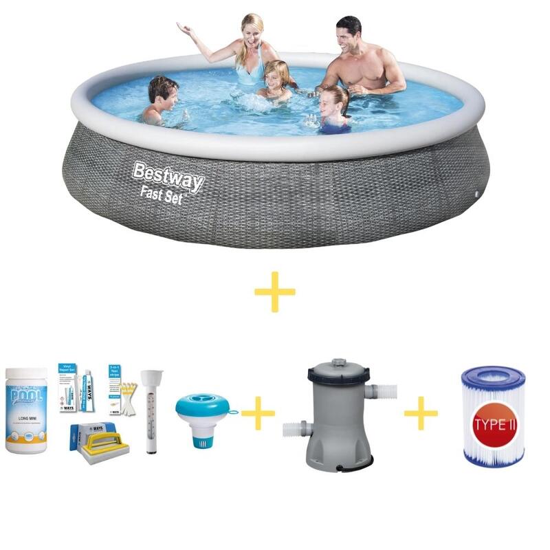 Piscine Bestway - Fast Set - Fleurs paradisiaques - 457 x 84 cm - Avec kit