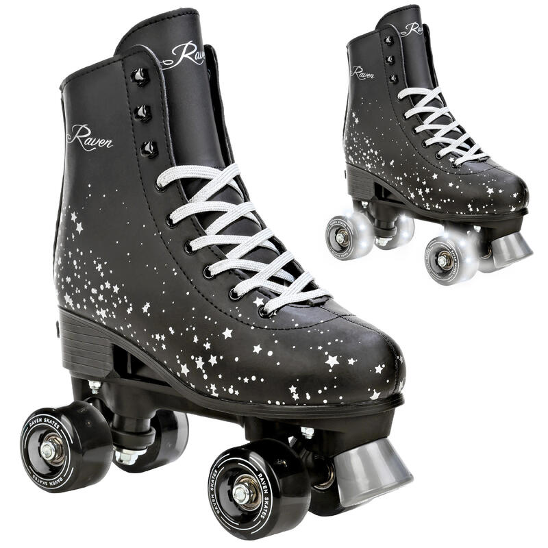 Patines Retro Clásicos Ruedas LED Luminosas Ajustables Noa Negro