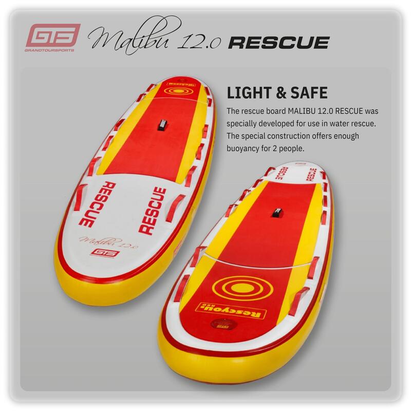 SUP-Board Paddle Gonflable RESCUE MALIBU 12.0 x 31‘ Qualité Premium