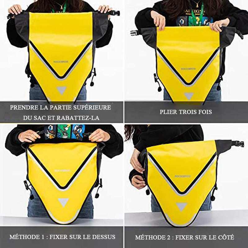 Sacoche de Vélo Arrière Porte-Bagage Étanche Sac de Rangement VTT 20 L Jaune